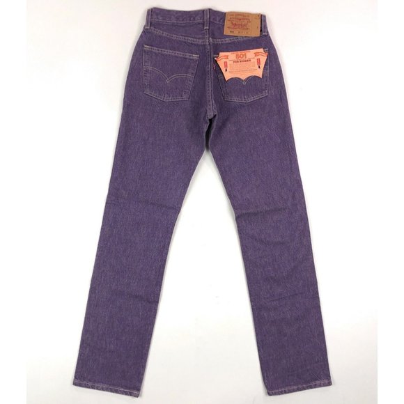 Levis 501 For Women 27x32 Purple Jeans VTG Button Fly Straight Leg Made In USA - Picture 2 of 10